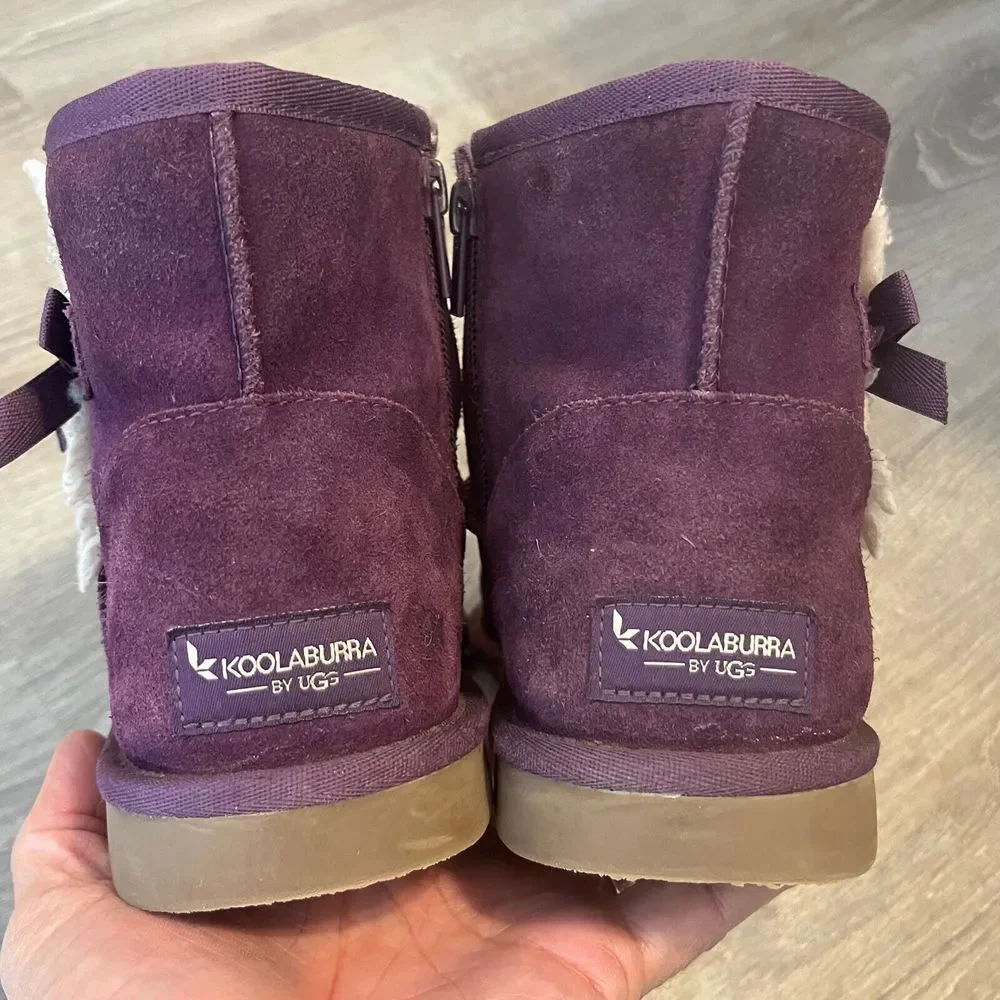 Koolaburra by Ugg Victoria Short Suede Boot Purple Womens 6.5 UK 4 EU 37 Youth 5